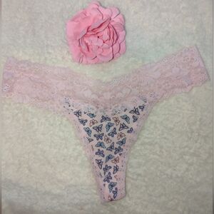 Victoria's Secret Pink Lace Panties with Butterfly Print